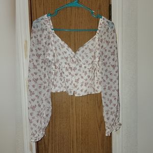 Nwot floral crop top sheer with liner great summer top